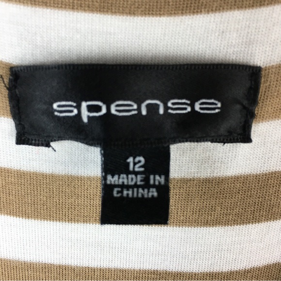 Spense Mixed Media Striped Beige Cream Knee Length Sleeveless Dress Size 12 - Picture 2 of 12